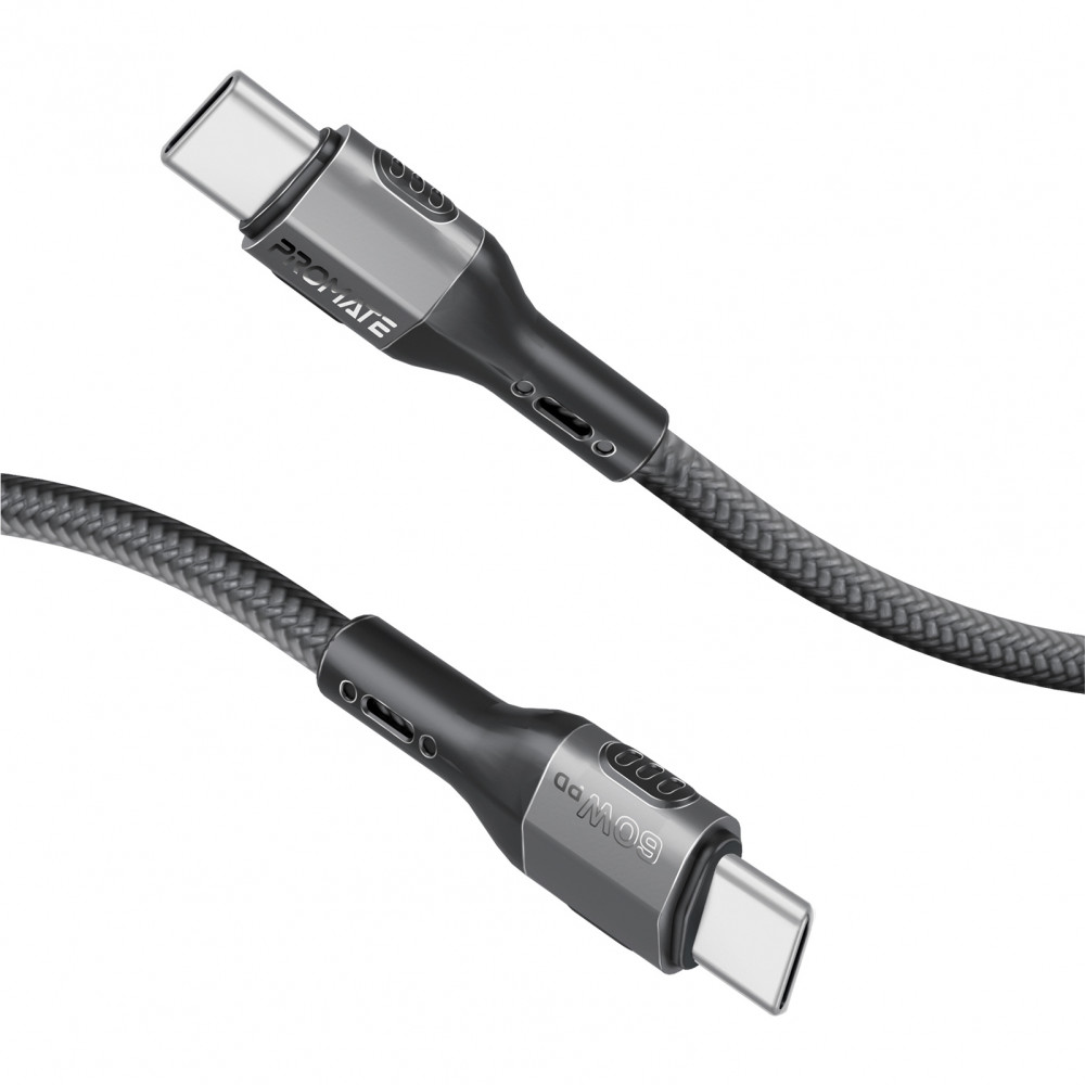Кабель Promate USB Type-C - USB Type-C (M/M), 3A, 60W, 1.2 м, Black (fletchlink-cc.black)