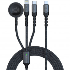 Кабель Promate USB Type-C - USB Type-C (M/M) Lightning 27W 60W Apple MagSafe 1 2.5W, 4A, 1.5 м, Black (icharge-trio.black)