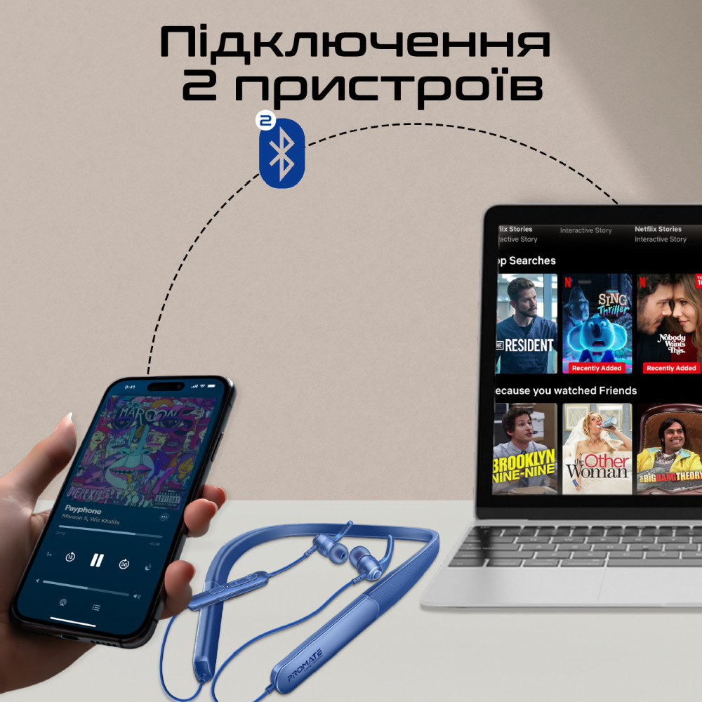 Bluetooth-гарнітура Promate Leap-200H Blue