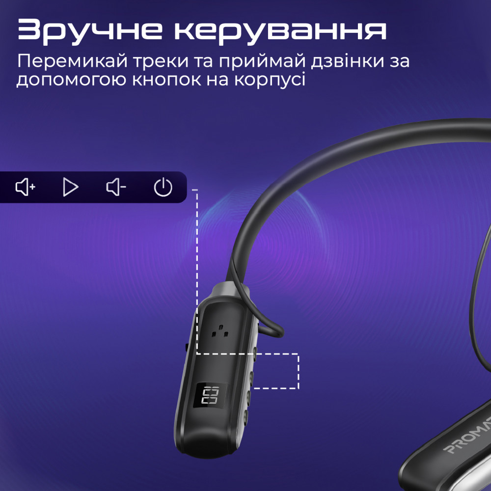 Bluetooth-гарнітура Promate Leap Black