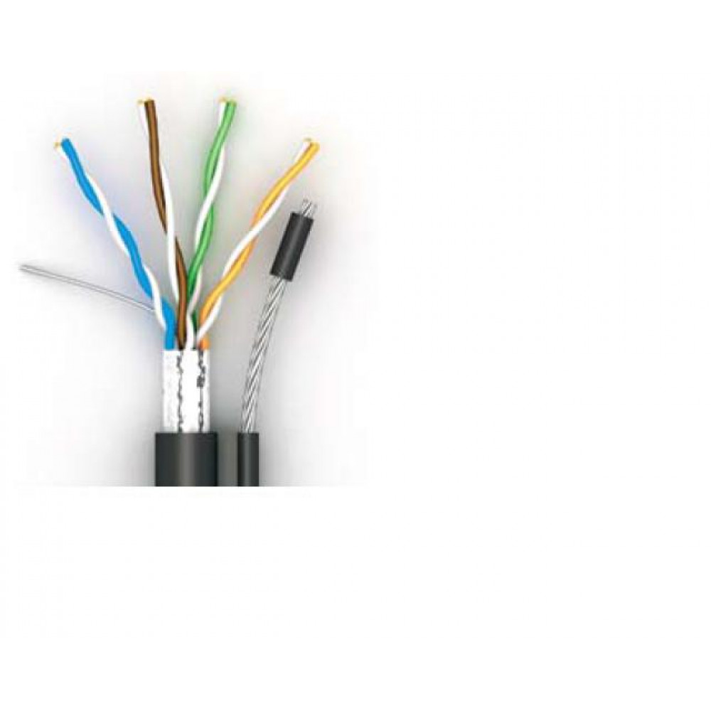 Кабель для зовнішнього прокладення Atcom (13760) FTP, CAT5е, 4х2х0,5 мм, CCA, бухта 305 м, з тросом 1.2 мм