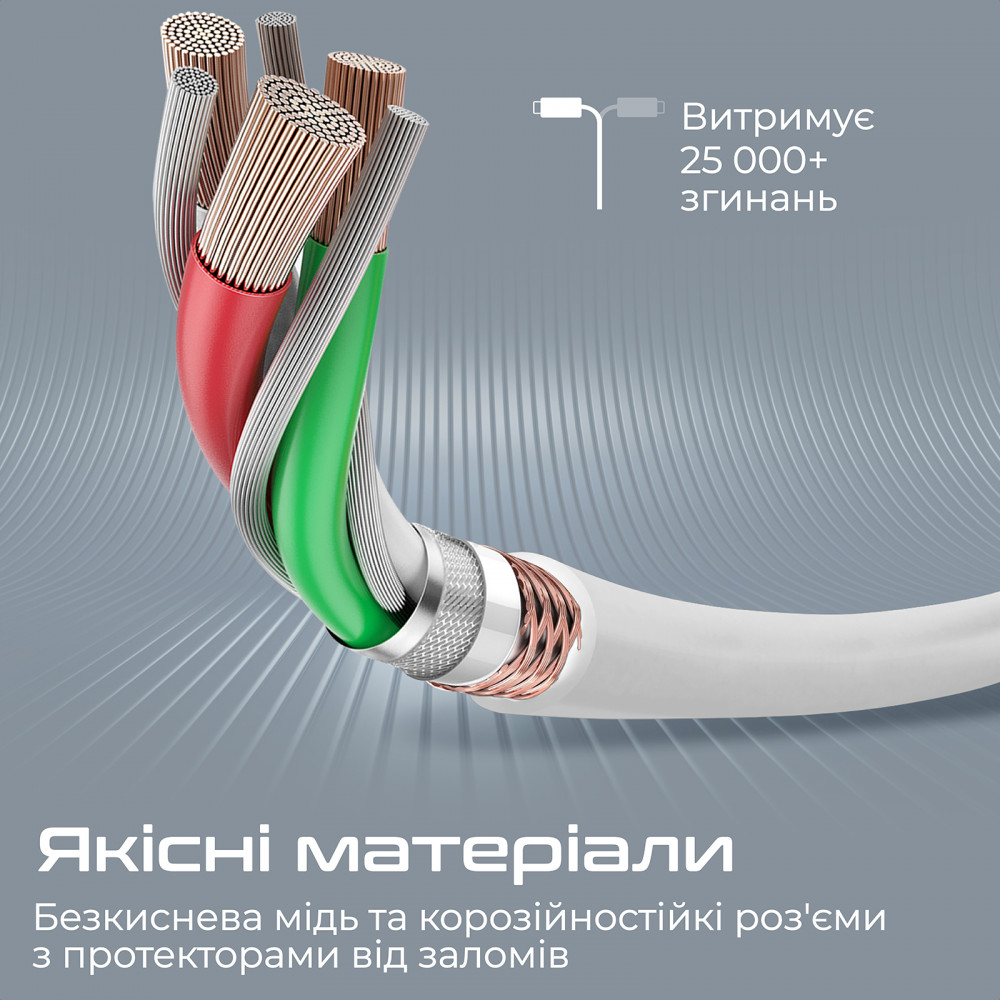 Кабель Promate PowerLine-Ci120 USB Type-C - Lightning (M/M), 3 A, 20 W, 1.2 м, White