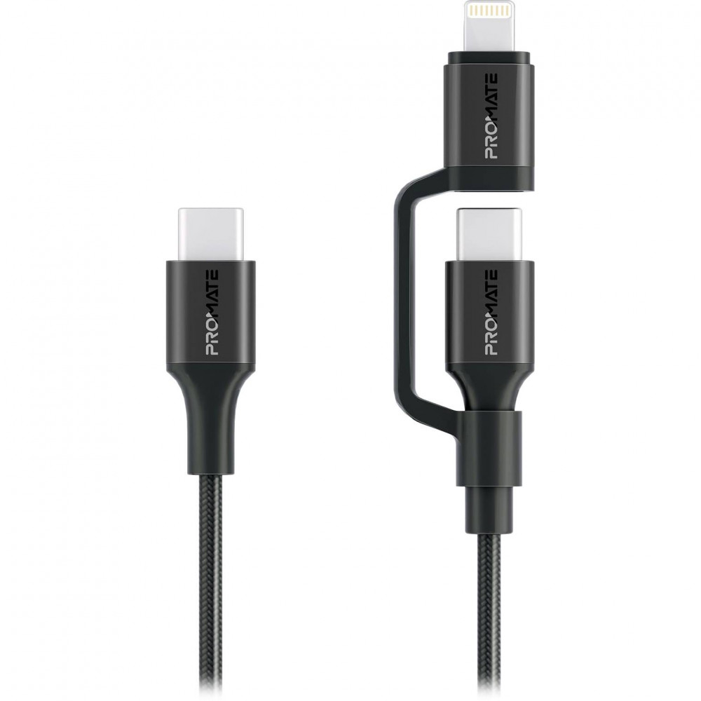 Кабель Promate USB Type-C - USB Type-C Lightning (M/M), 3A, 60W, 1.2 м, Black (powerlink-cci.black)