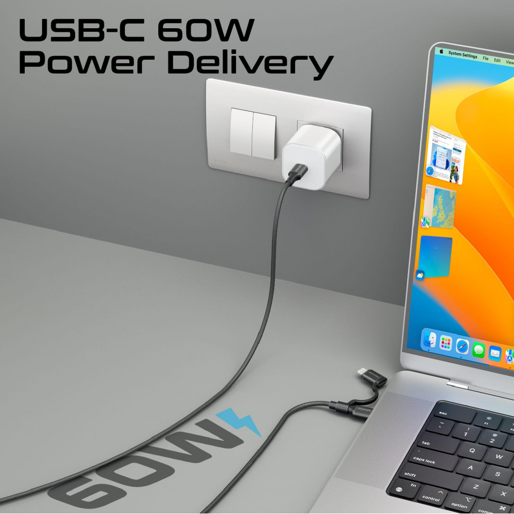 Кабель Promate USB Type-C - USB Type-C Lightning (M/M), 3A, 60W, 1.2 м, Black (powerlink-cci.black)