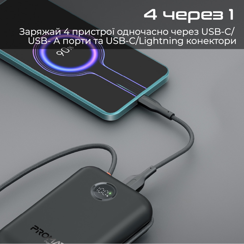 Універсальна мобільна батарея Promate PowerPod-30 30000mAh 35W Black