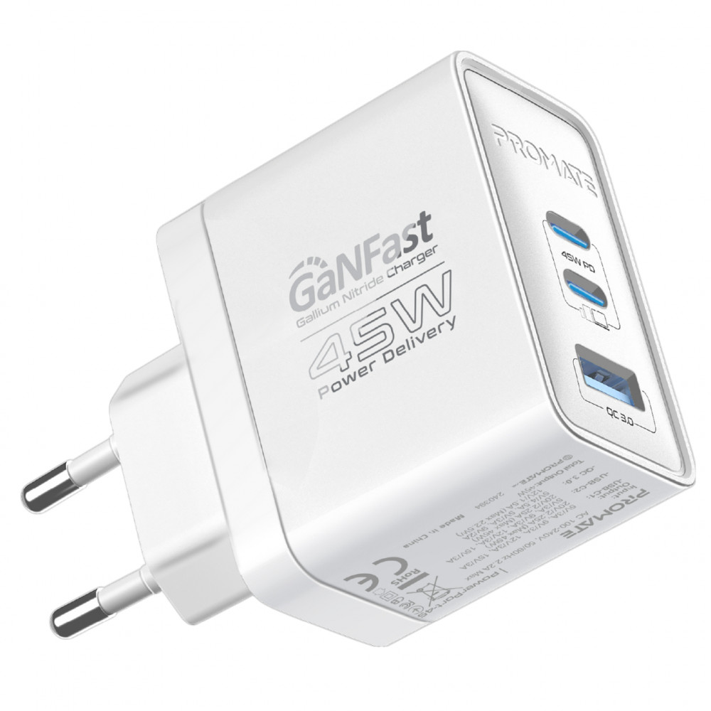 Зарядний пристрій Promate PowerPort 45W White