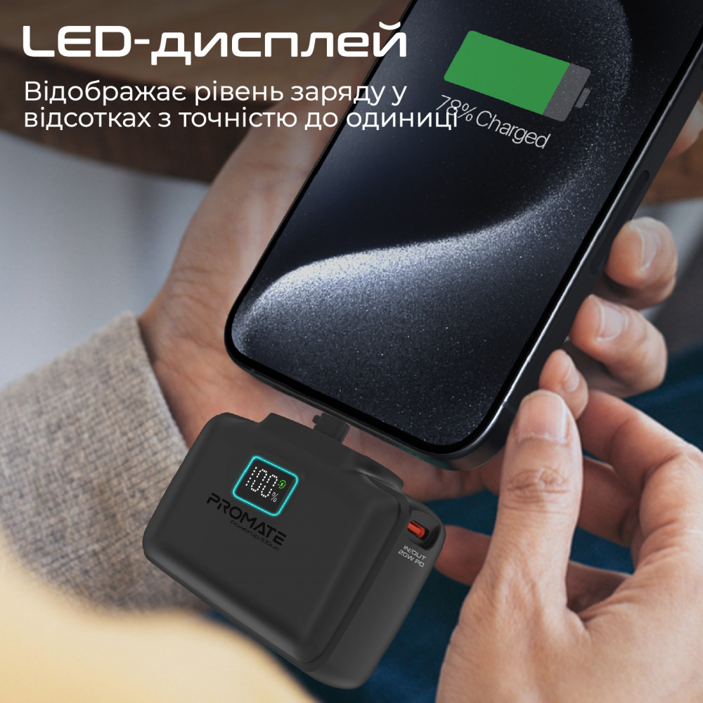 Універсальна мобільна батарея Promate PowerUp-10Duo 10000mAh 20W Black