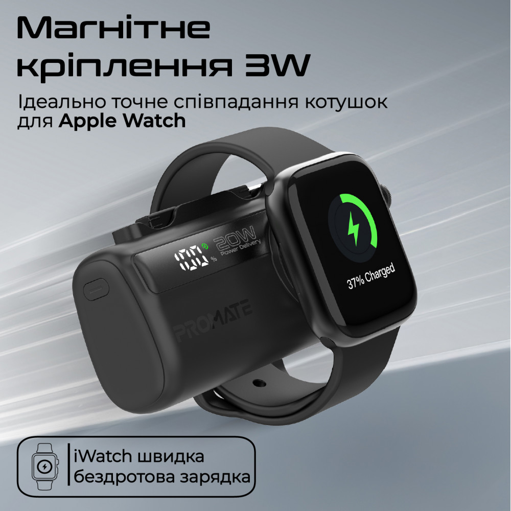 Універсальна мобільна батарея Promate PowerUp-Trio 5000mAh 20W Black