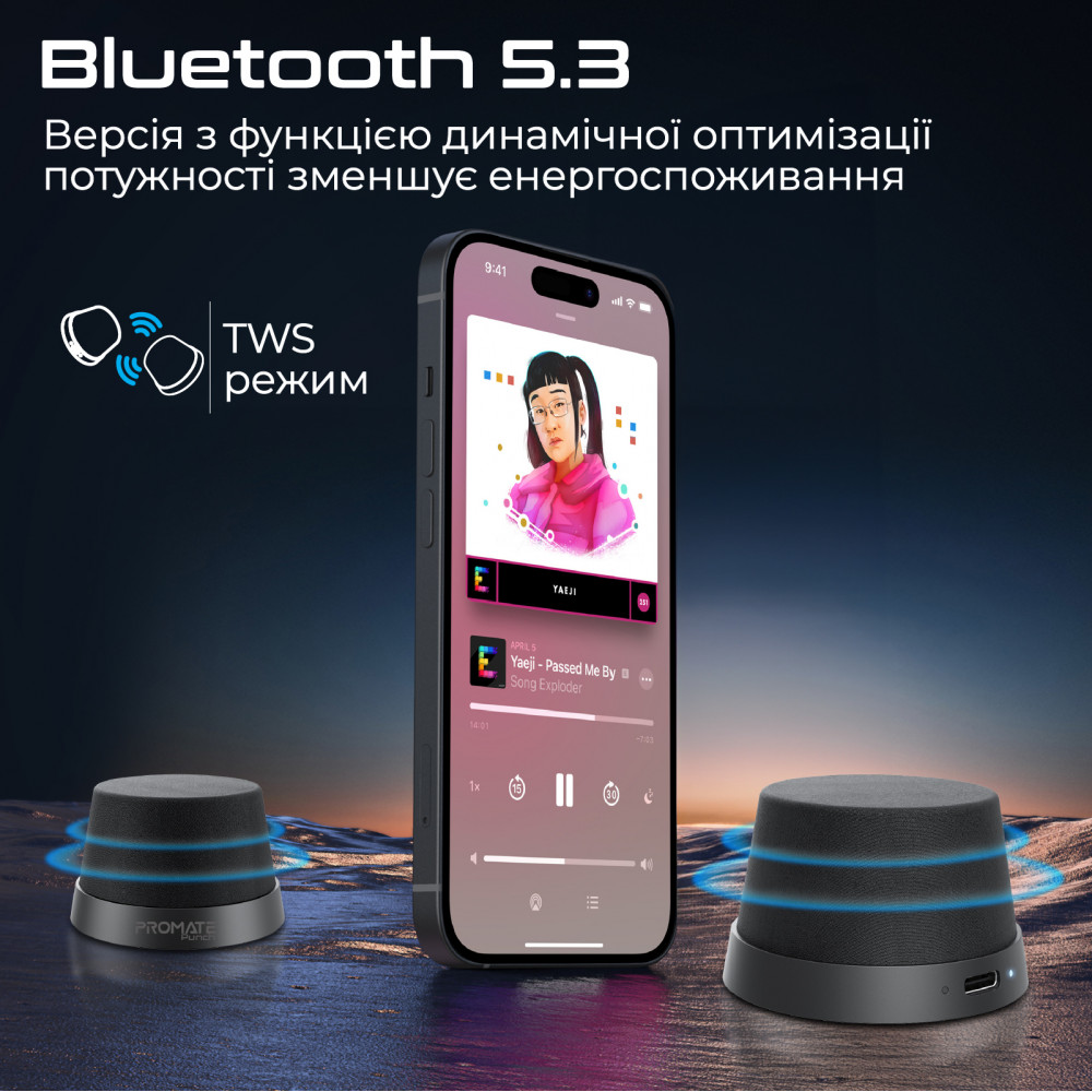 Акустична система Promate Punch 3W Black