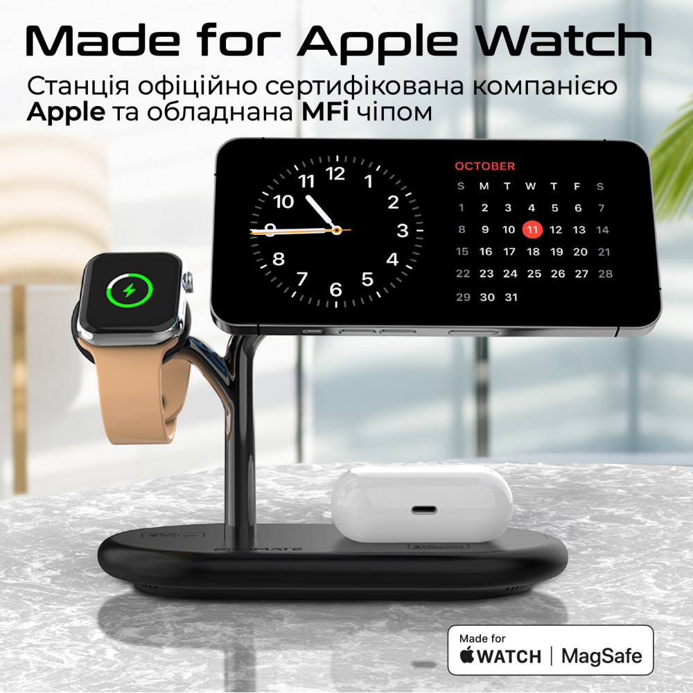 Бездротовий зарядний пристрій Promate Synergy-Pro MagSafe 57W Black