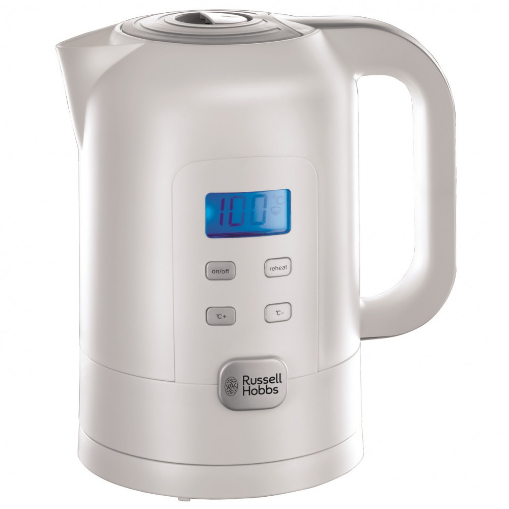 Електрочайник Russell Hobbs Precision Control 1.7л, LED дисплей, пластик, регулювання температури нагріву, білий