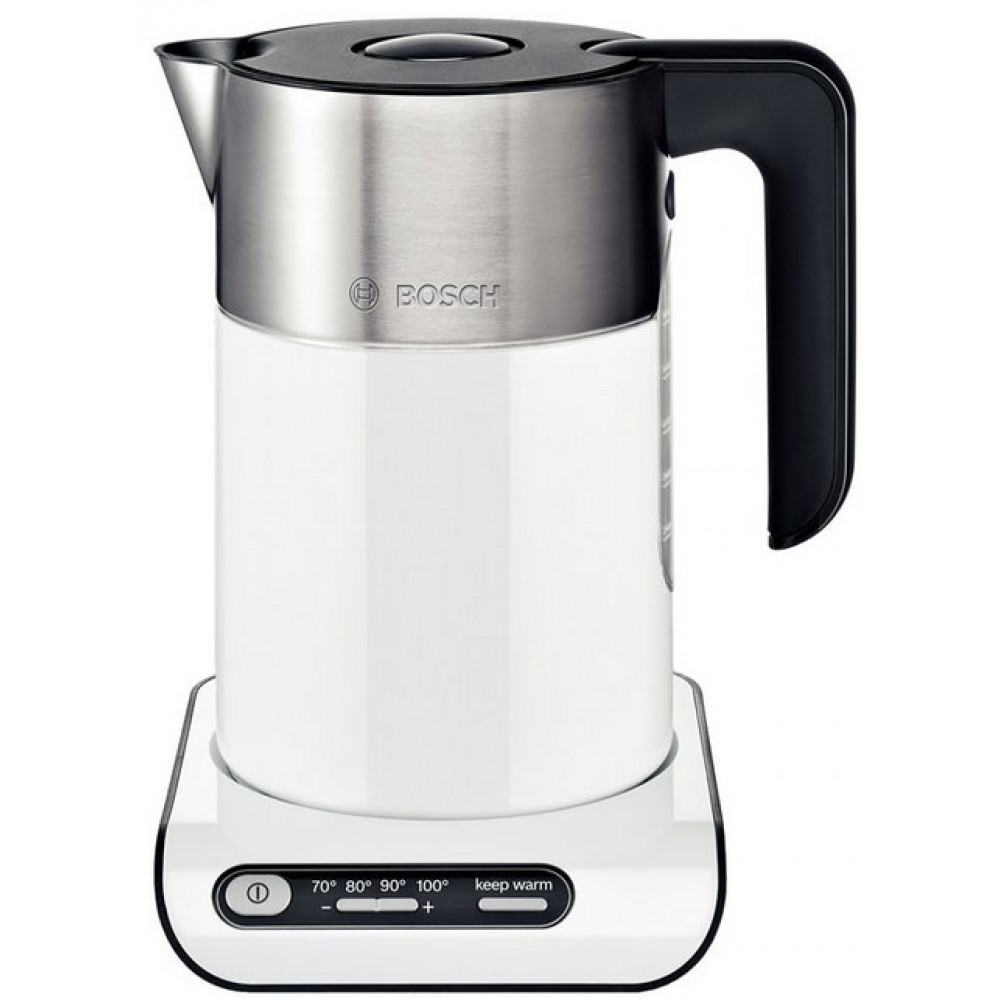 Електрочайник Bosch, 1.5л, з повійними стінками, підтримка темп, білий