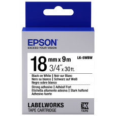 Картридж зі стрічкою Epson LK5WBW принтерів LW-400/LW-400VP/LW-600P/LW-700/LW-Z710/LW-900P/LW-1000P/LW-Z5000BE Strng adh Blk/Wht 18mm/9m