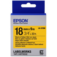 Картридж зі стрічкою Epson LK5YBW принтерів LW-400/LW-400VP/LW-600P/LW-700/LW-Z710/LW-900P/LW-1000P/LW-Z5000BE Strng adh Blk/Yell 18mm/9m