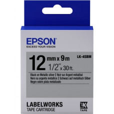 Картридж зі стрічкою Epson LK4SBM принтерів LW-300/LW-400/LW-400VP/LW-600P/LW-700/LW-Z710/LW-900P/LW-1000P/LW-Z5000BE Metallic Blk/Siv 12mm/9m