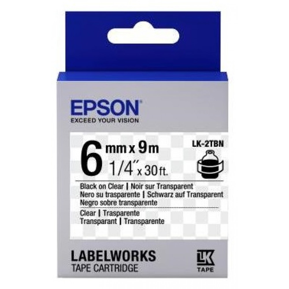 Картридж зі стрічкою Epson LK2TBN принтерів LW-300/LW-400/LW-400VP/LW-600P/LW-700/LW-Z710/LW-900P/LW-1000P/LW-Z5000BE Clear Blk/Clear 6mm/9m
