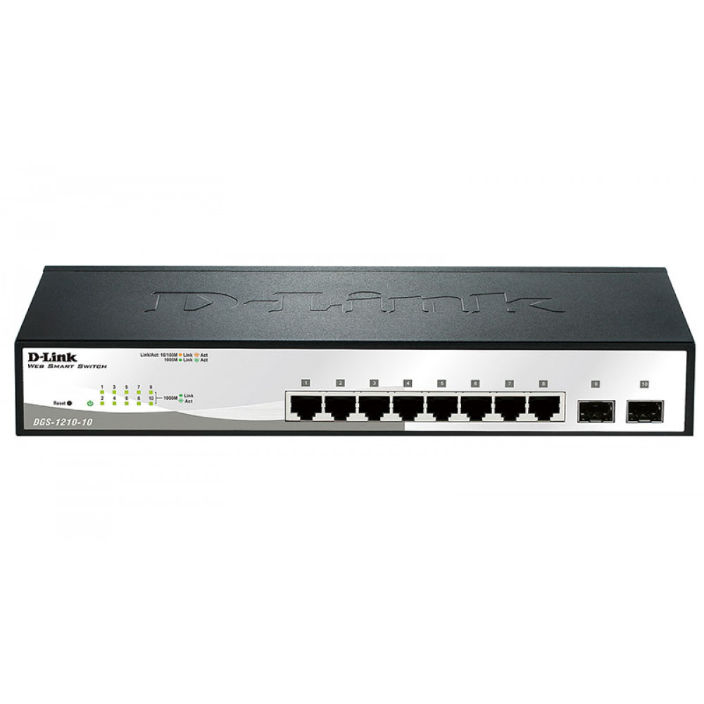 Комутатор D-Link DGS-1210-10 8xGE, 2xSFP WebSmart