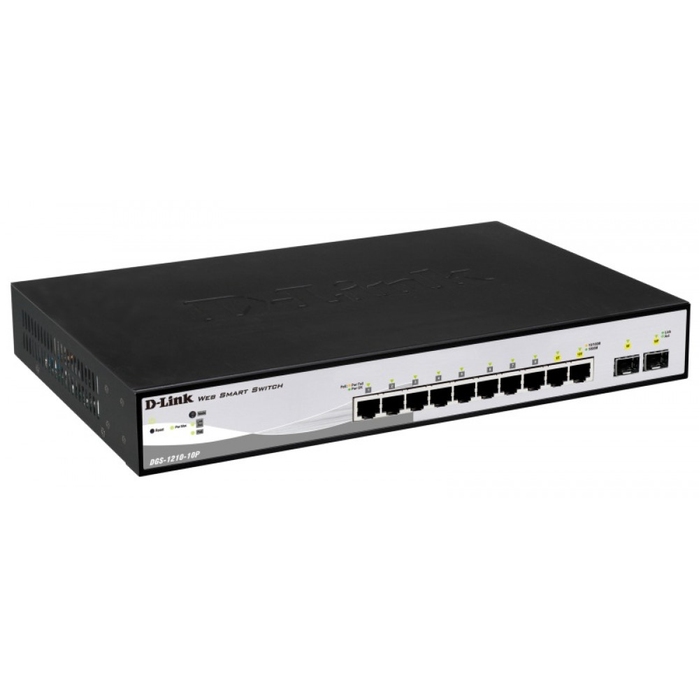 Комутатор D-Link DGS-1210-10P 8xGE PoE, 2xSFP, WebSmart