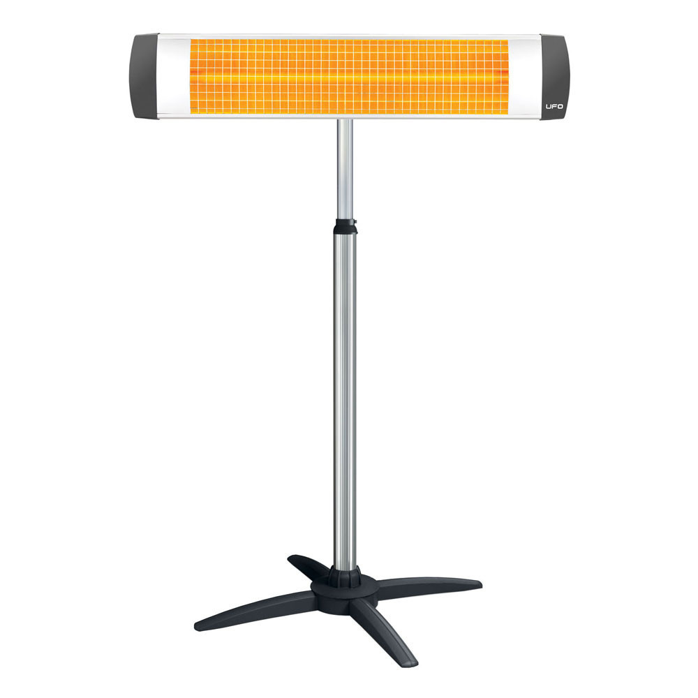 Обігрівач інфрачервоний UFO фламентін, 25м2, 1800Вт, мех. упр-ння, ун. монтаж, + ніжка, сірий/чорний