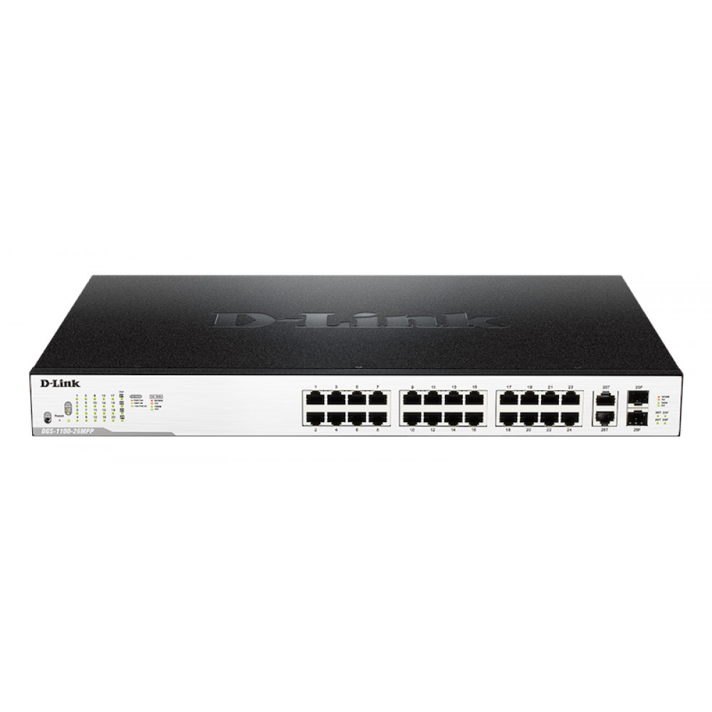 Комутатор D-Link DGS-1100-26MPP 24xGE PoE, 518Вт, EasySmart