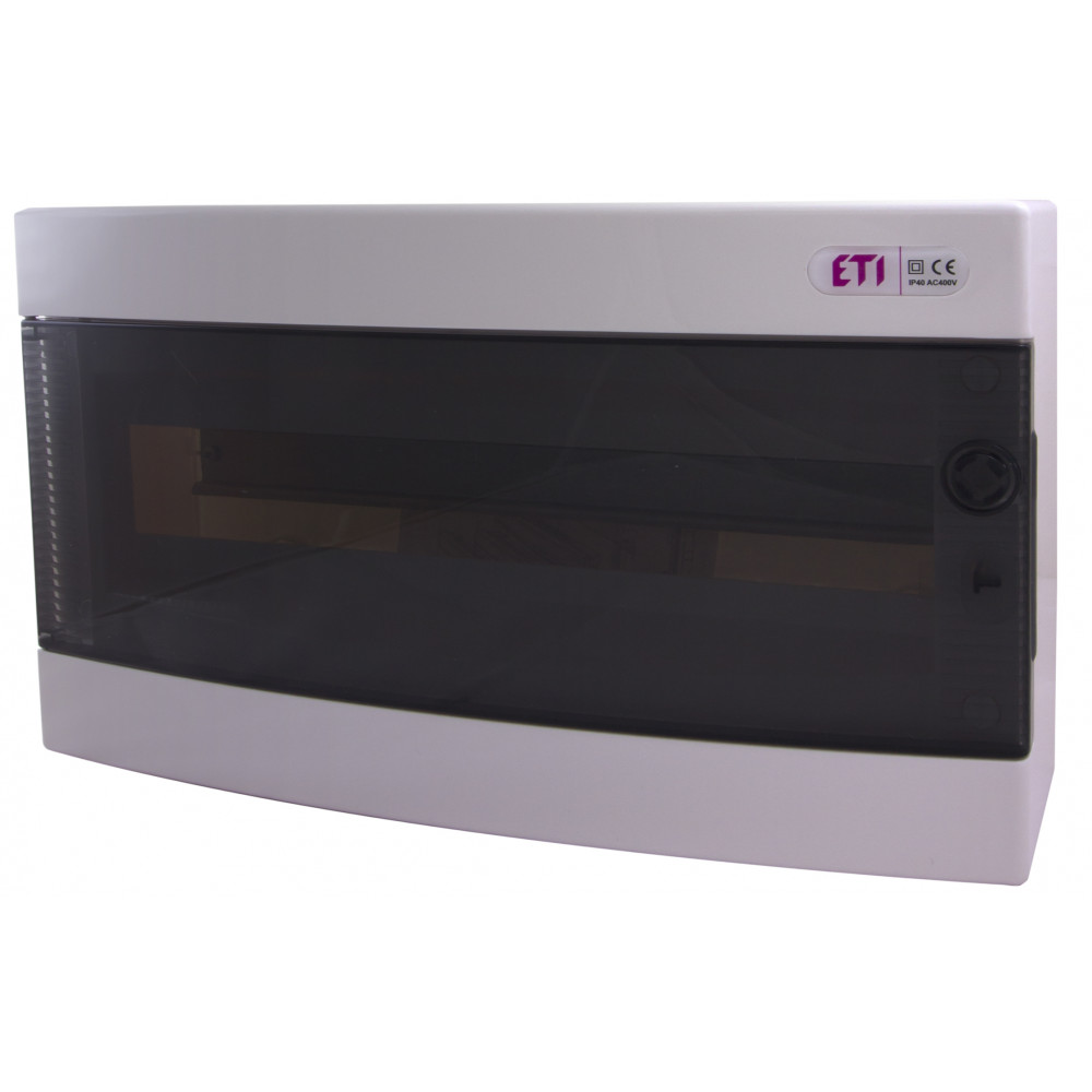 Щит зовнішній розподільчий ETI, ECT 18PT (18 модулів, прозорі дверцята)