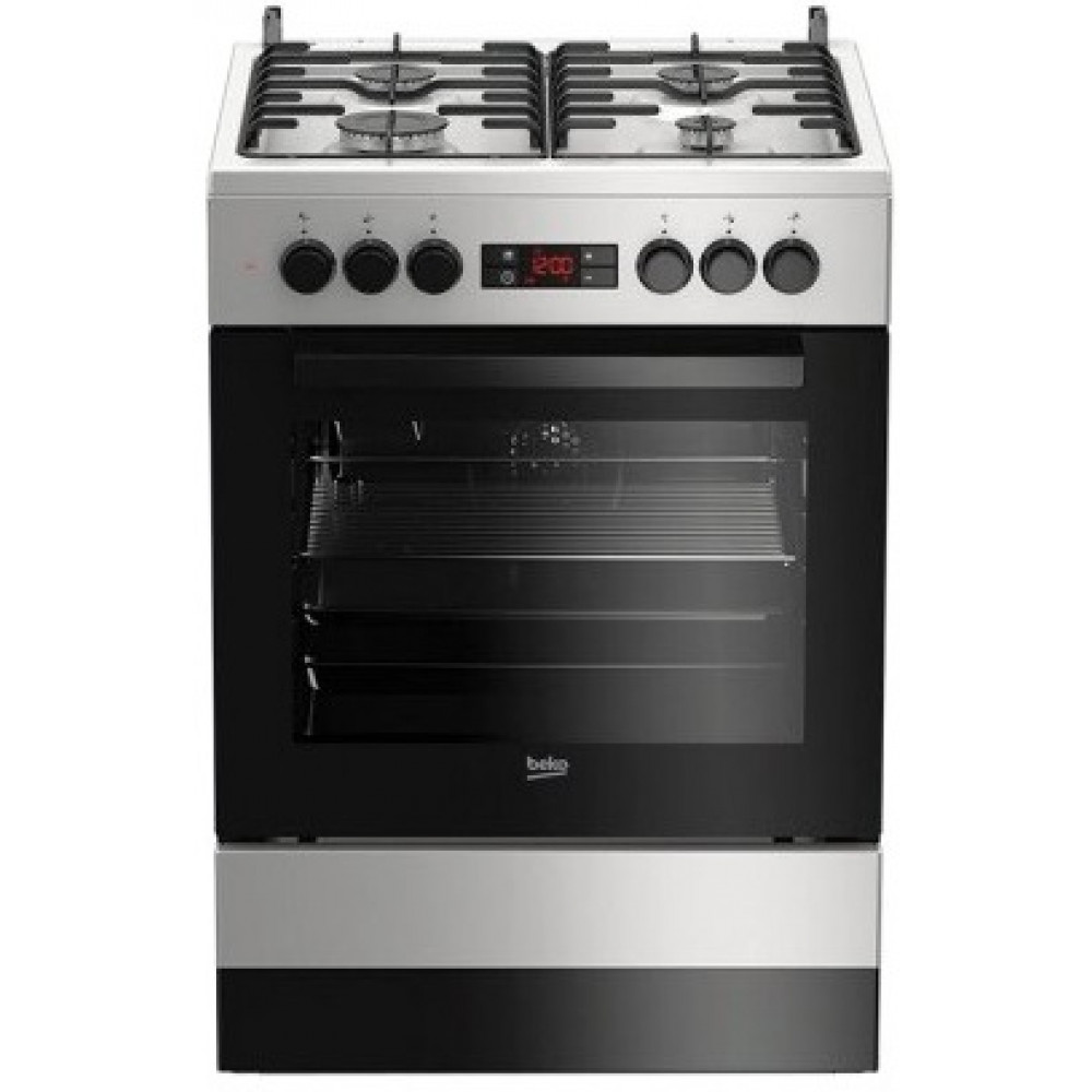 Плита Beko комбінована, 66л, 60x60см, конвекція, сріблястий