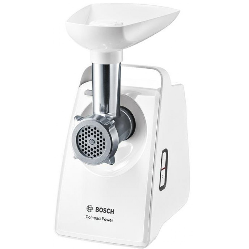 М'ясорубка Bosch, 1500Вт, 1.8кг/хв, 2 решітки, насадка для ковбас, кеббе, пластик, білий