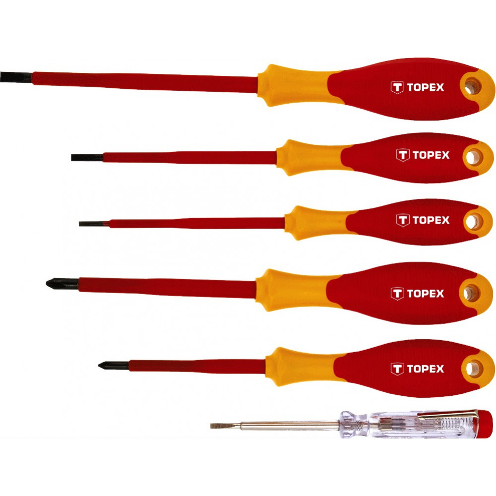 Викрутки TOPEX набір 6шт, діелектричні, тестер напруги, SL,PH, сталь CrMo