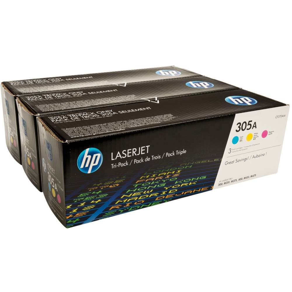Комплект картриджів HP 305A CLJ M351/M375/M475/M451 (CE411A,CE412A,CE413A) CYM (3*2600 стор) Потрійна упаковка