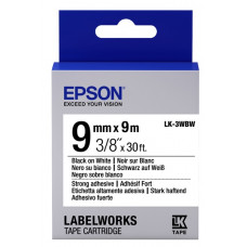 Картридж зі стрічкою Epson LK3WBW принтерів LW-300/LW-400/LW-400VP/LW-600P/LW-700/LW-Z710/LW-900P/LW-1000P/LW-Z5000BE Strng adh Blk/Wht 9mm/9m