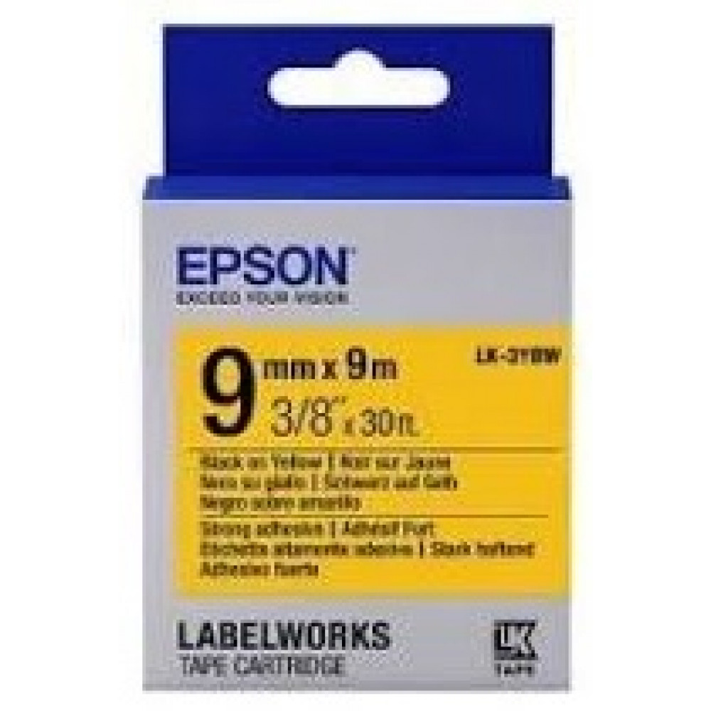 Картридж зі стрічкою Epson LK3YBW принтерів LW-300/LW-400/LW-400VP/LW-600P/LW-700/LW-Z710/LW-900P/LW-1000P/LW-Z5000BE Strng adh Blk/Yell 9mm/9m