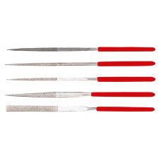 Надфілі по металу TOPEX, набір 5шт, алмазні, діаметр 4мм, рукоятка прогумована, 140мм