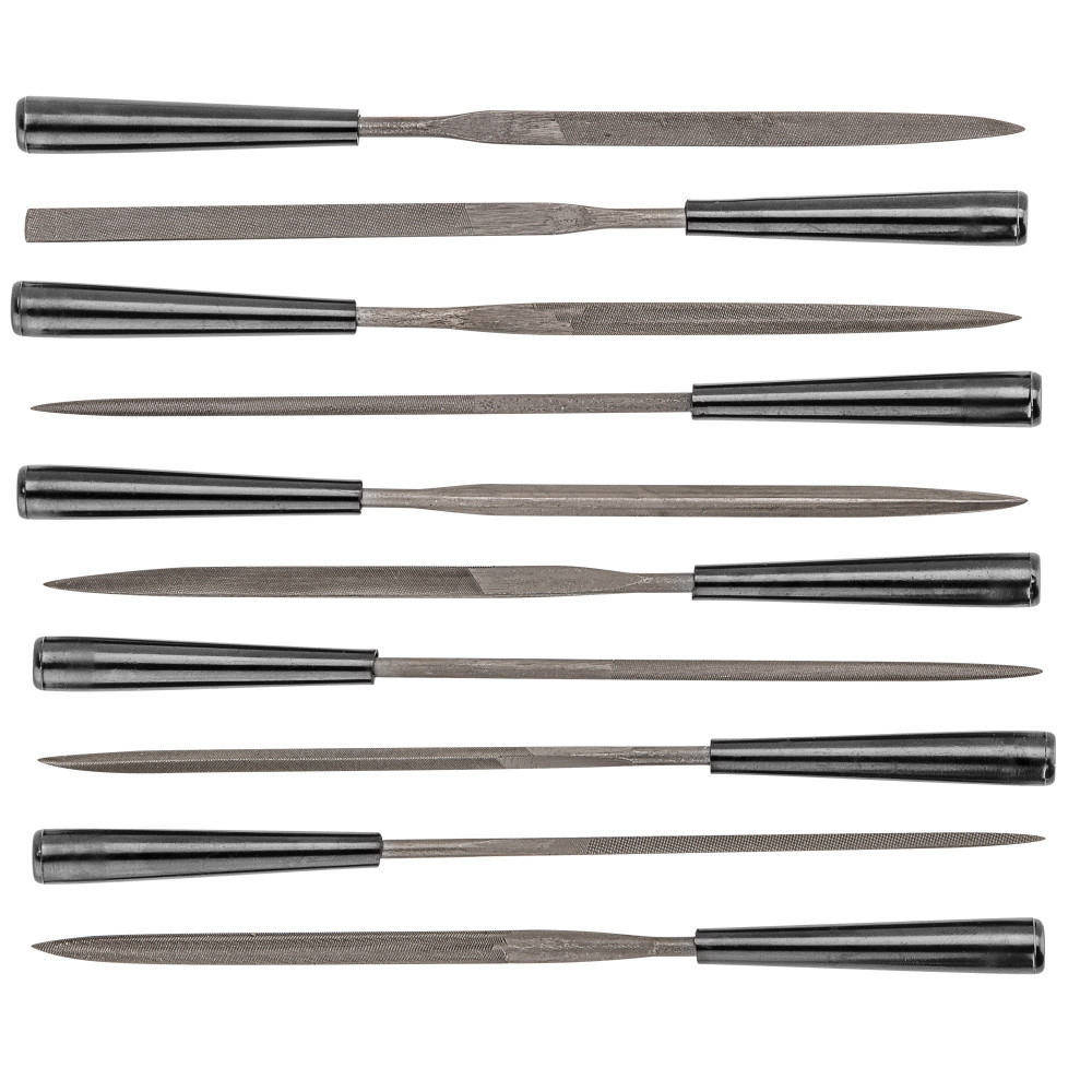 Надфілі по металу TOPEX, набір 10шт, алмазні, діаметр 3мм, рукоятка пластмаса, 140мм