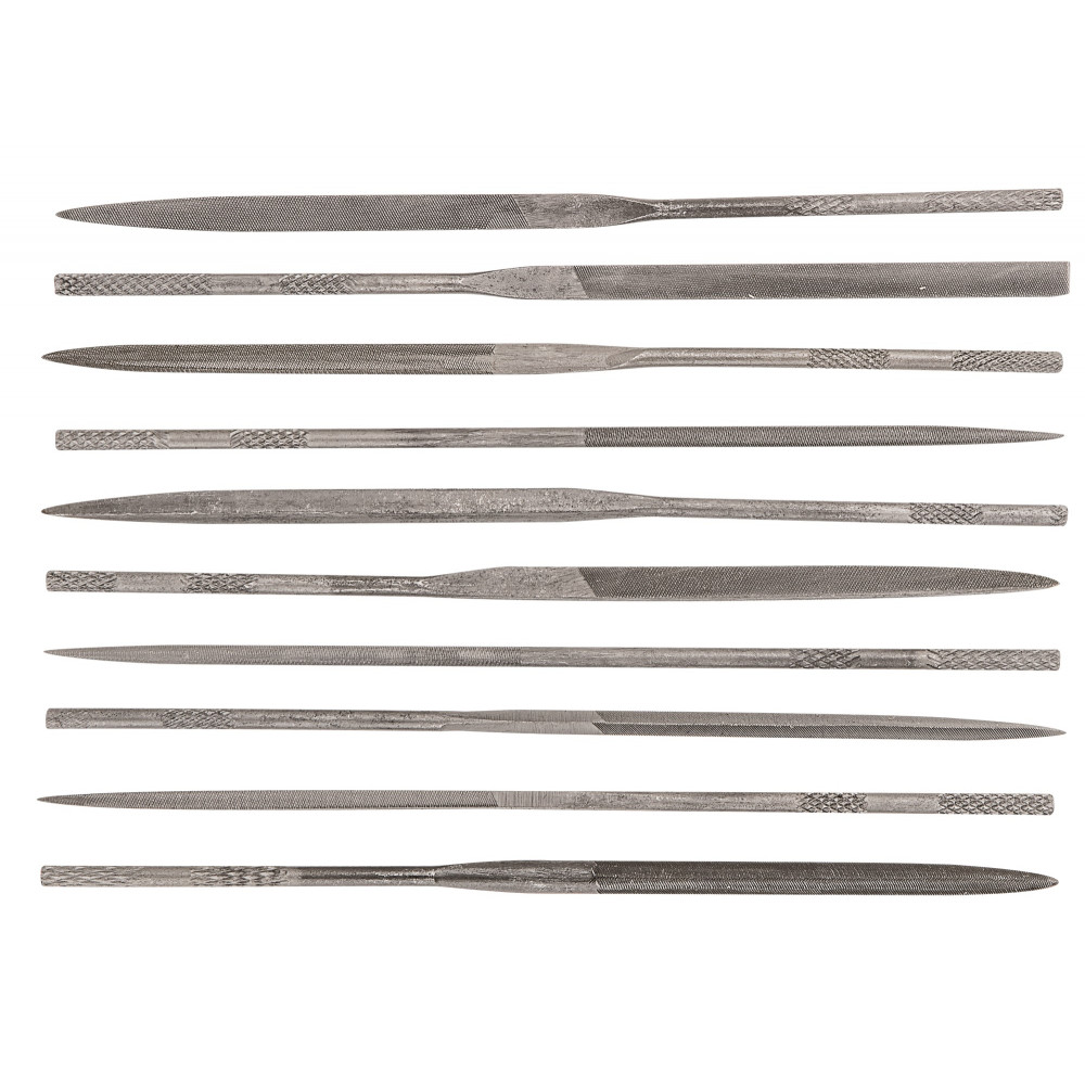 Надфілі по металу TOPEX, набір 10шт, алмазні, діаметр 3мм, рукоятка метал, 140мм