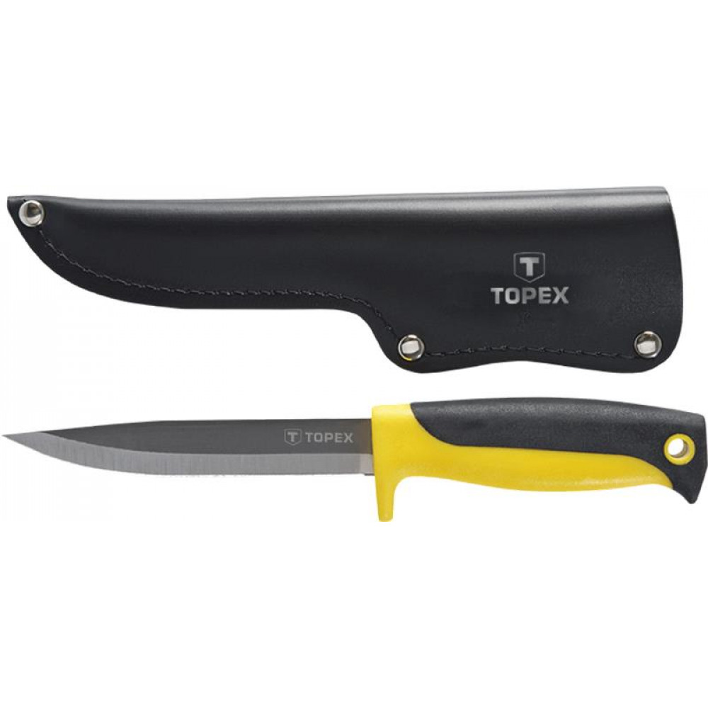Ніж універсальний TOPEX, 230мм, лезо 120мм, двокомпонентний тримач, шкіряний чохол