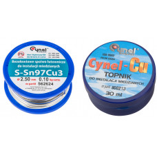 Набір для паяння мідних систем TOPEX припій 2.5ммх100г Sn97Cu3 флюс 30мл Набір для паяння мідних систем TOPEX припій 2.5ммх100г Sn97Cu3 флюс 30мл