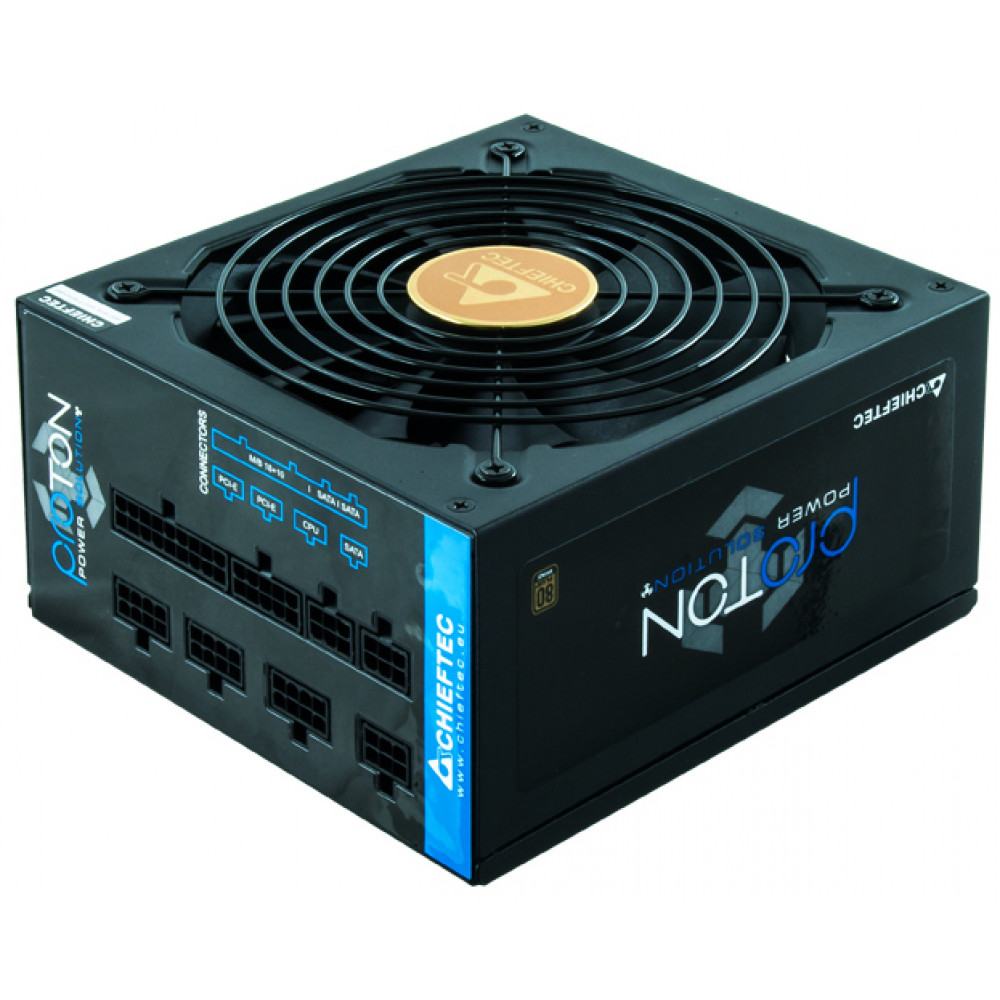 Блок живлення CHIEFTEC Proton (1000W), >85%, 80+ Bronze, 140мм, 1xMB 24pin(20+4), 1xCPU 8pin(4+4), 1xCPU 8pin, 3xMolex, 9xSATA, 6xPCIe 8pin(6+2), Fully Modular