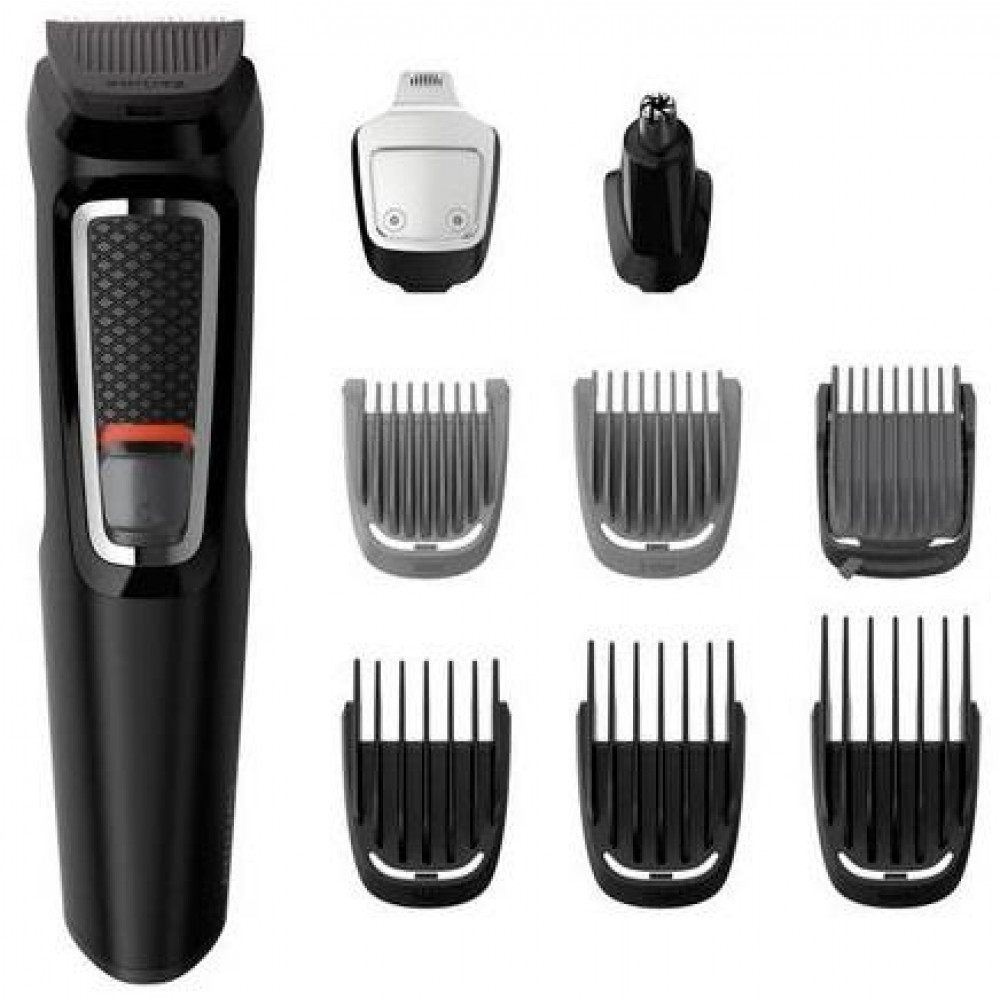 Тример Philips Series 3000, для бороди, вусів, носа та голови, акум., роторний мотор, насадок-5, сталь, чорний