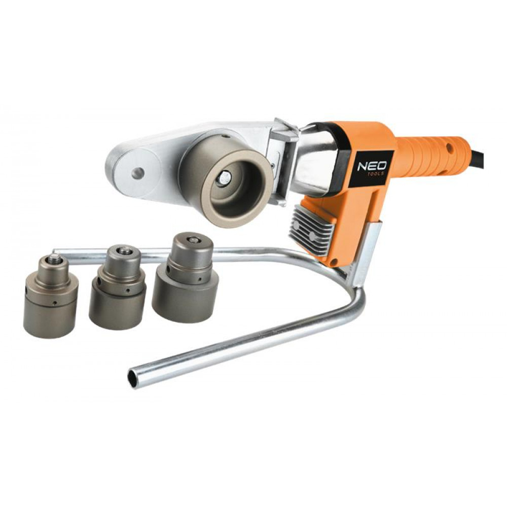 Паяльник для пластикових труб Neo Tools 220В 650Вт 260°C насадки 20 25 32 40мм стійка кейс