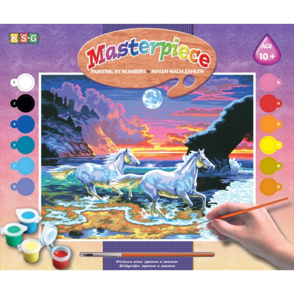 Набір для творчості Sequin Art Painting by numbers Senior Коні та прибій моря 39*30см
