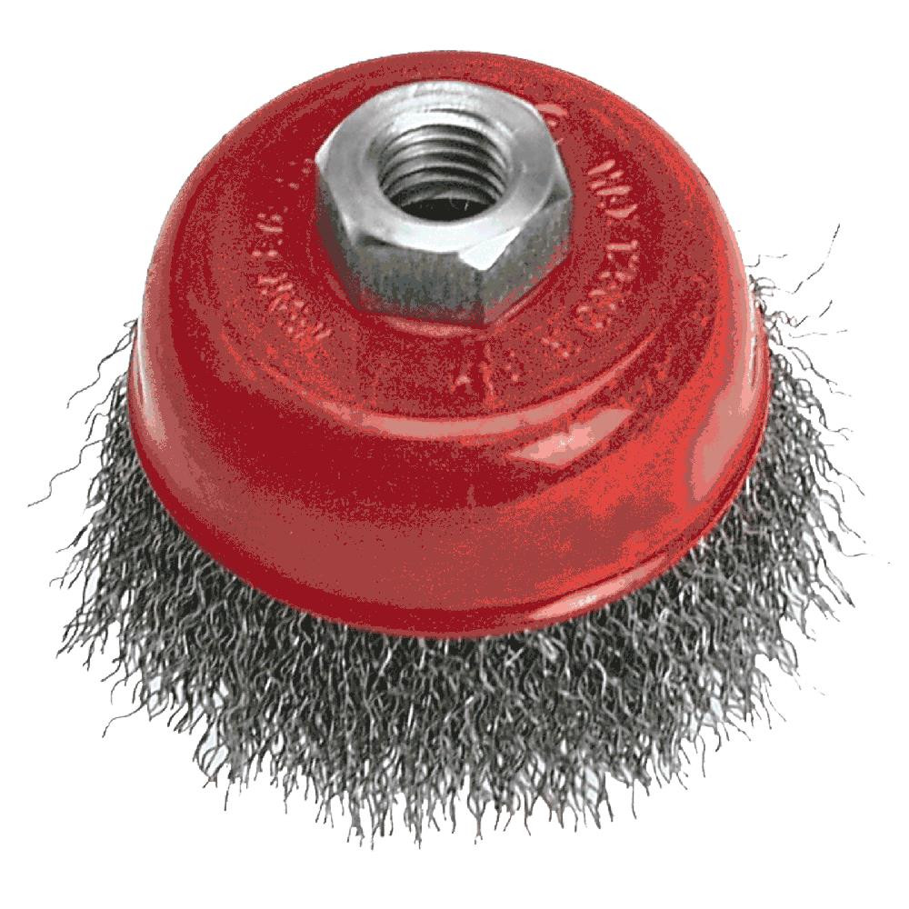 Щітка чашкова Verto, торцевий, рифлений дріт, 100мм, різьблення M14