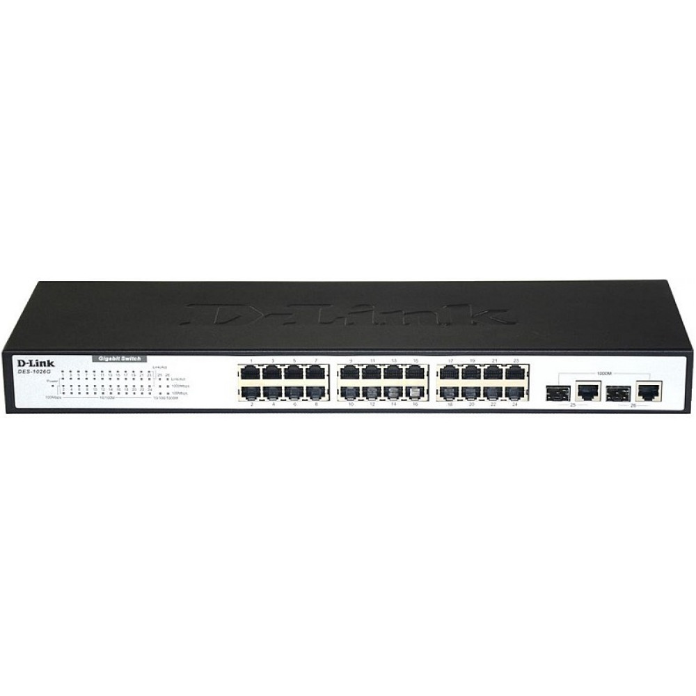 Комутатор D-Link DES-1026G 24xFE, 2xSFP/GE, Некерований