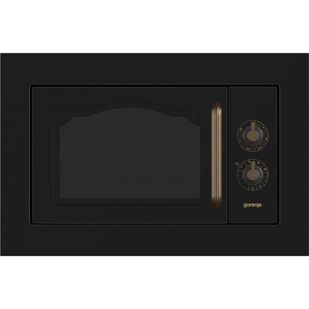 Мікрохвильова піч Gorenje вбудовувана Retro, 23л, міх. управл., 800Вт, гриль, чорний