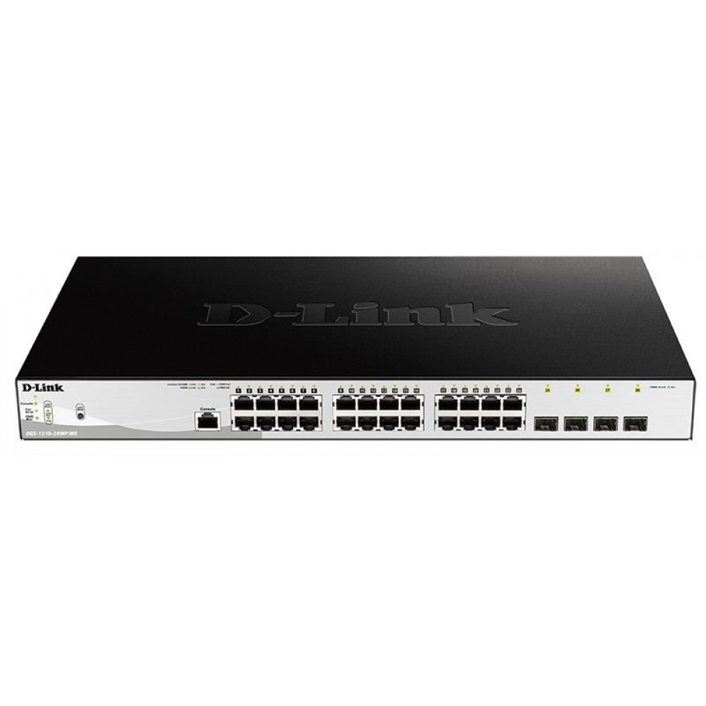 Комутатор D-Link DGS-1210-28MP/ME 24xGE PoE, 4xSFP, 370Вт