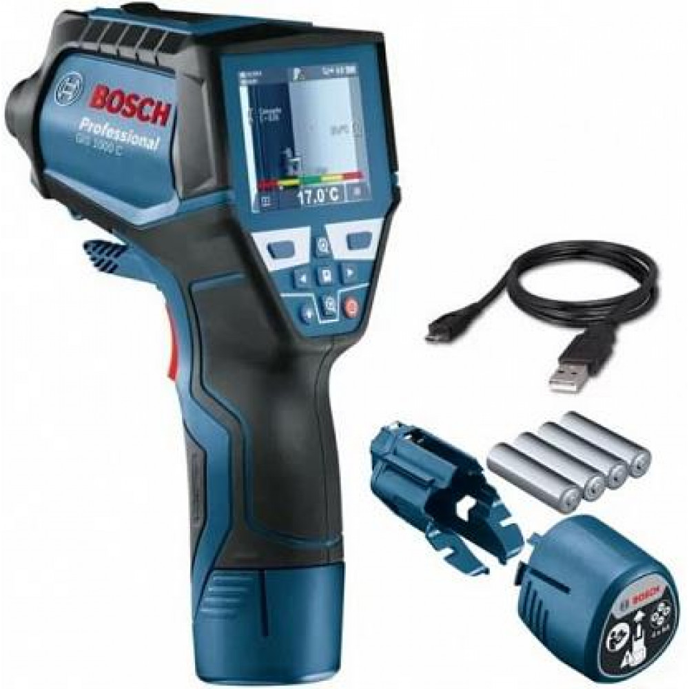 Термодетектор Bosch Professional GIS 1000 C, 4AAх1.5В, -40°C…+1000°C, ±1.0°C, оптика 50:1, 0.1-5м, 0.5кг