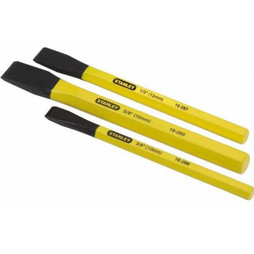 Зубило плоске Stanley, набір 3шт, 10,12,16мм, CrV