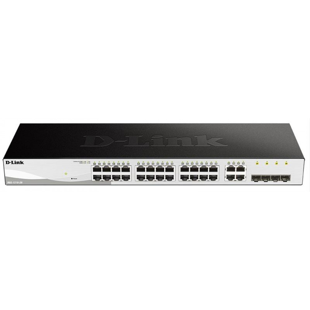 Комутатор D-Link DGS-1210-28/F 24xGE, 4xGE/SFP, WebSmart