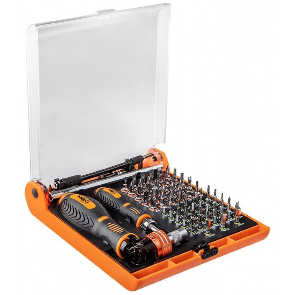 Біти Neo Tools, набір 73шт, бітотримач, 1/4