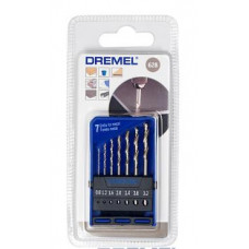 Набір свердел по металу Dremel 628, 7шт, HSS, 0.8-3мм, кейс