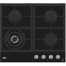 Варильна поверхня Beko газова на склі, 60см, чавун, чорний